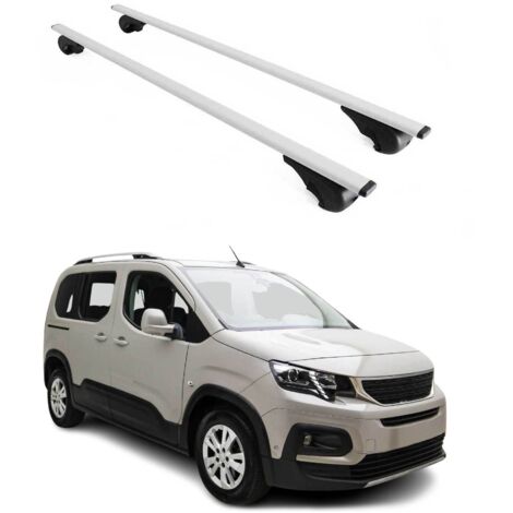 OMAC Barres de toit pour Peugeot Rifter 2018-2026 – TÜV / DIN 75302:2019 – Antivol inclus – Charge max 75 kg – 2 barres Argent (1/4)