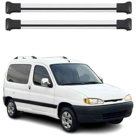 OMAC Barres de toit en aluminium pour Peugeot Partner mk1 1996-2008 – TÜV / DIN 75302:2019 – Charge max 75 kg – 2 barres Argent (1/4)