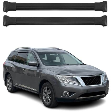 OMAC Barres de toit en aluminium pour Nissan Pathfinder IV 2013-2020 – TÜV / DIN 75302:2019 – Charge max 75 kg – 2 barres Noir (1/4)