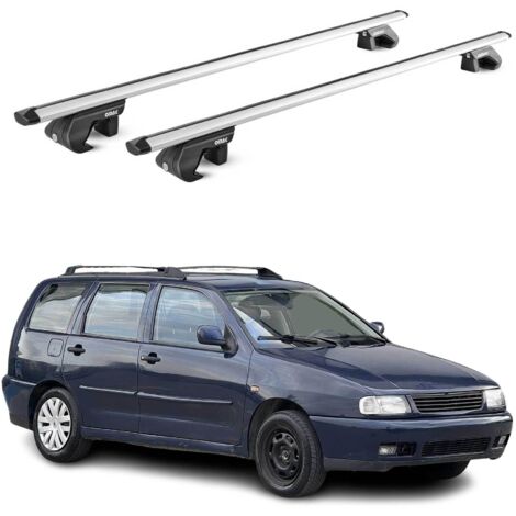 OMAC Barres de toit aluminium certifiées TÜV pour VW Polo mk3 Variant 1994-2002 – Pour rails de toit standards – Rainure en T – Charge max 90 kg – 2 antivols Argent (1/4)