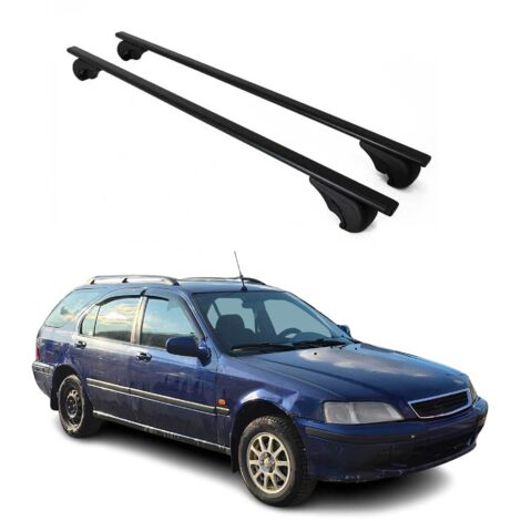 OMAC Barres de toit pour Honda Civic mk6 Break 1996-2000 – TÜV / DIN 75302:2019 – Antivol inclus – Charge max 75 kg – 2 barres Noir (1/4)