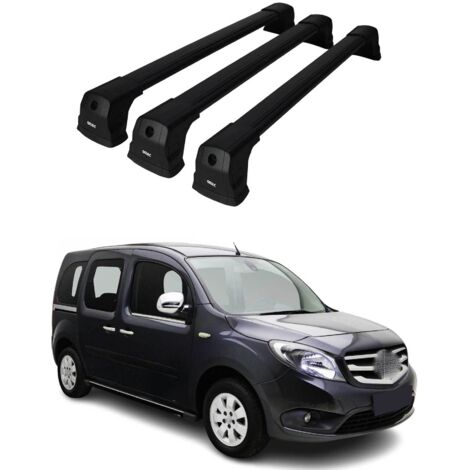 OMAC Barres de toit compatibles avec Mercedes Citan W415 2012-2021 – 2 barres – Antivol inclus – Aluminium Noir (1/4)