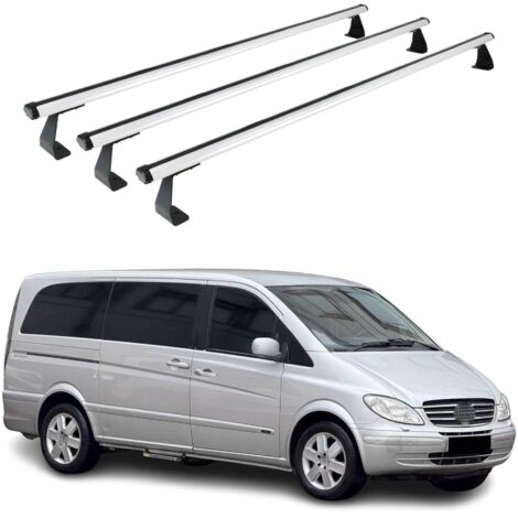 OMAC Barres de toit Heavy Duty compatibles avec Mercedes Vito W639 2003-2014 – 3 barres – Aluminium Argent