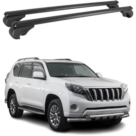 OMAC Barres de toit en aluminium pour Toyota Land Cruiser Prado J150 2009-2023 – TÜV / DIN 75302:2019 – Antivol inclus – Charge max 75 kg – 2 barres Argent (1/4)