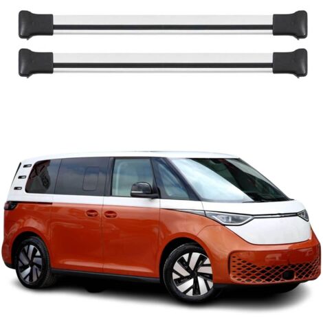 OMAC Barres de toit en aluminium pour VW ID. Buzz 2022-2026 – TÜV / DIN 75302:2019 – Charge max 75 kg – 2 barres Noir (1/4)