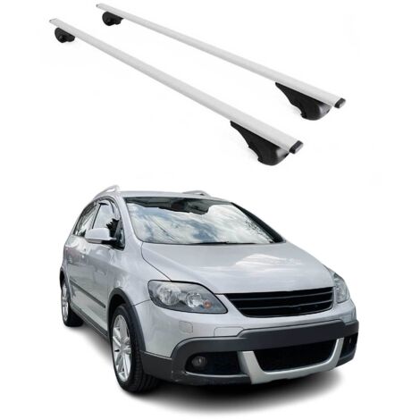 OMAC Barres de toit pour VW Golf Plus mk5 mk6 2004-2014 – TÜV / DIN 75302:2019 – Antivol inclus – Charge max 75 kg – 2 barres Argent (1/4)