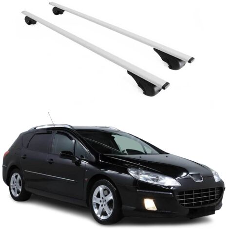 OMAC Barres de toit pour Peugeot 407 2004-2011 – TÜV / DIN 75302:2019 – Antivol inclus – Charge max 75 kg – 2 barres Argent (1/4)