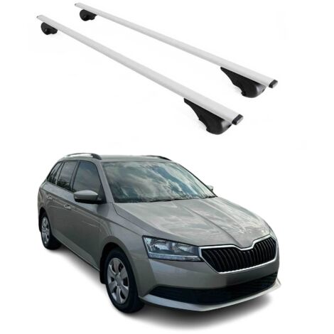 OMAC Barres de toit pour Skoda Fabia III Break 2014-2021 – TÜV / DIN 75302:2019 – Antivol inclus – Charge max 75 kg – 2 barres Argent (1/4)