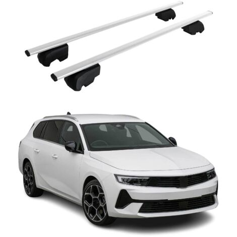 OMAC Barres de toit pour Opel Astra L Sports Tourer 2021-2026 – City Crash tested – ISO PAS 11154:2006 – Antivol inclus – Charge max 75 kg – 2 barres Argent