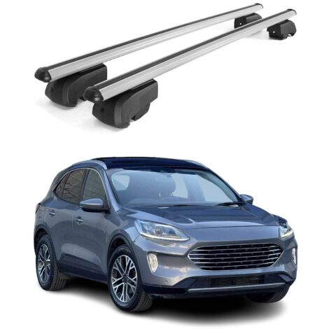 OMAC Barres de toit en aluminium pour Ford Kuga III 2019-2026 – City Crash – ISO/PAS 11154:2006 – Antivol inclus – Charge max 75 kg – 2 barres Argent (1/4)