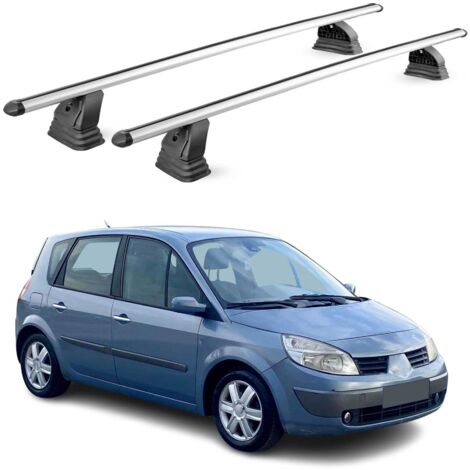 OMAC Barres de toit transversales en aluminium pour Renault Scenic II 2003-2009 – TÜV / DIN 75302:2019 – Antivol inclus – Charge max 75 kg – 2 barres – Gris (1/4)