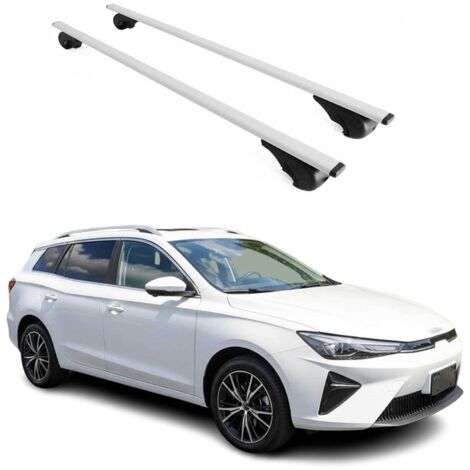 OMAC Barres de toit pour MG5 EV 2021-2026 – TÜV / DIN 75302:2019 – Antivol inclus – Charge max 75 kg – 2 barres Argent (1/4)