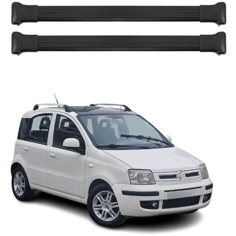 OMAC Barres de toit en aluminium pour Fiat Panda II Cross 2003-2012 – TÜV / DIN 75302:2019 – Charge max 75 kg – 2 barres Noir