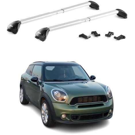OMAC Barres de toit transversales certifiées TÜV pour Mini Paceman R61 2013-2016 – Verrouillables (4 antivols) – Charge max 100 kg – Fixation durable Argent (1/4)
