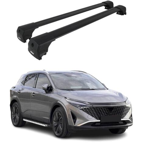 OMAC Barres de toit en aluminium pour Nissan Qashqai J12 2021-2026 – City Crash – ISO/PAS 11154:2006 – Antivol inclus – Charge max 75 kg – 2 barres Noir (1/4)
