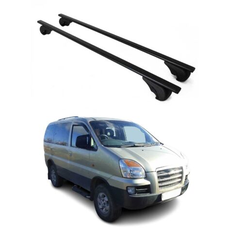 OMAC Barres de toit pour Hyundai H-1 Starex I 1997-2007 – TÜV / DIN 75302:2019 – Antivol inclus – Charge max 75 kg – 2 barres Noir (1/4)