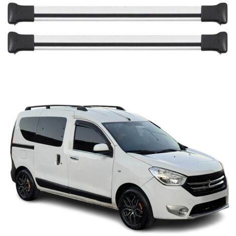 OMAC Barres de toit en aluminium pour Dacia Dokker 2012-2022 – TÜV / DIN 75302:2019 – Charge max 75 kg – 2 barres Argent (1/4)