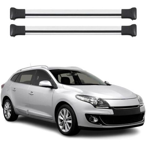 OMAC Barres de toit en aluminium pour Renault Megane III Grandtour 2009-2016 – TÜV / DIN 75302:2019 – Charge max 75 kg – 2 barres Argent (1/4)