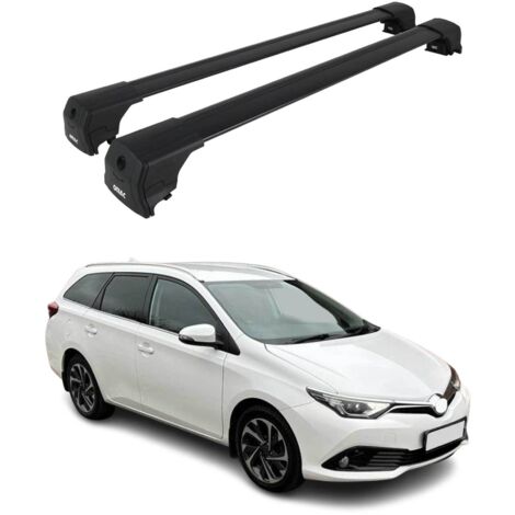 OMAC Barres de toit en aluminium pour Toyota Auris II Break 2012-2018 – City Crash – ISO/PAS 11154:2006 – Antivol inclus – Charge max 75 kg – 2 barres Noir (1/4)