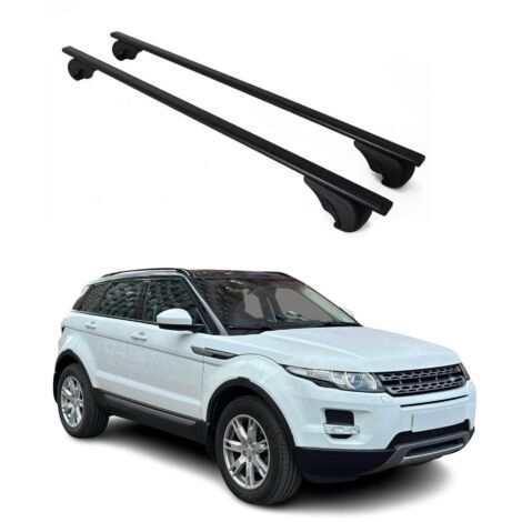 OMAC Barres de toit pour Land Rover Range Rover Evoque I L538 2012-2018 – TÜV / DIN 75302:2019 – Antivol inclus – Charge max 75 kg – 2 barres Noir