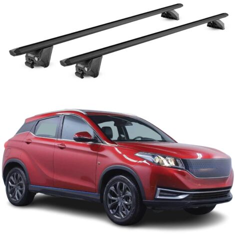 OMAC Barres de toit aluminium certifiées TÜV pour Seres 3 2021-2026 – Pour rails de toit intégrés – Rainure en T – Charge max 100 kg – 2 antivols Noir (1/4)