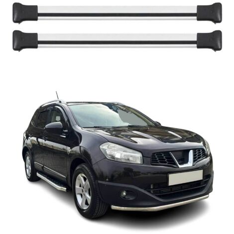 OMAC Barres de toit en aluminium pour Nissan Qashqai J10 2007-2013 – TÜV / DIN 75302:2019 – Charge max 75 kg – 2 barres Argent (1/4)