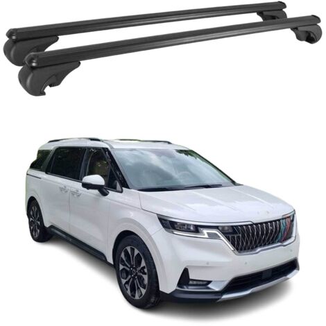 OMAC Barres de toit en aluminium pour Kia Carnival IV 2021-2026 – TÜV / DIN 75302:2019 – Antivol inclus – Charge max 75 kg – 2 barres Noir (1/4)