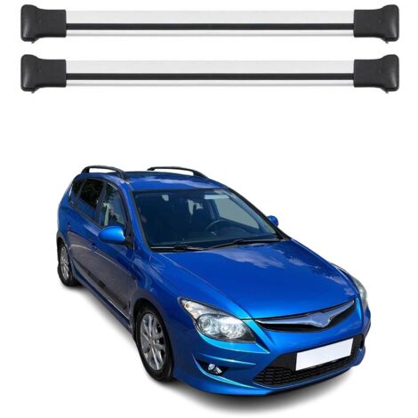OMAC Barres de toit en aluminium pour Hyundai i30 I 2007-2012 – TÜV / DIN 75302:2019 – Charge max 75 kg – 2 barres Argent (1/4)