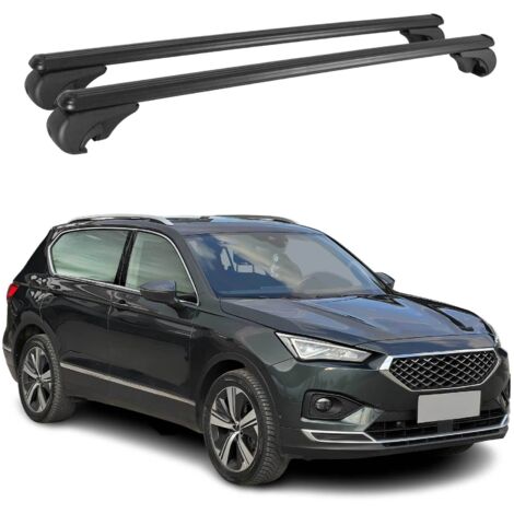 OMAC Barres de toit en aluminium pour Seat Tarraco 2018-2024 – TÜV / DIN 75302:2019 – Antivol inclus – Charge max 75 kg – 2 barres Noir