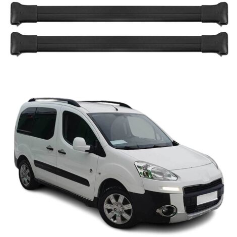 OMAC Barres de toit en aluminium pour Peugeot Partner Tepee 2008-2018 – TÜV / DIN 75302:2019 – Charge max 75 kg – 2 barres Noir (1/4)