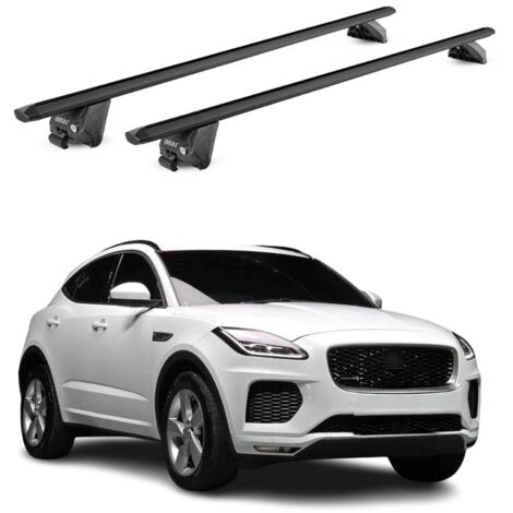 OMAC Barres de toit aluminium certifiées TÜV pour Jaguar E-Pace 2018-2024 – Pour rails de toit intégrés – Rainure en T – Charge max 100 kg – 2 antivols Noir (1/4)