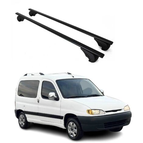 OMAC Barres de toit pour Peugeot Partner mk1 1996-2008 – TÜV / DIN 75302:2019 – Antivol inclus – Charge max 75 kg – 2 barres Noir (1/4)