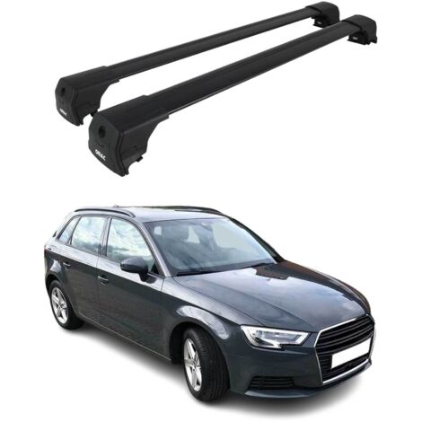 OMAC Barres de toit en aluminium pour Audi A3 8V Sportback 2012-2020 – City Crash – ISO/PAS 11154:2006 – Antivol inclus – Charge max 75 kg – 2 barres Noir (1/4)