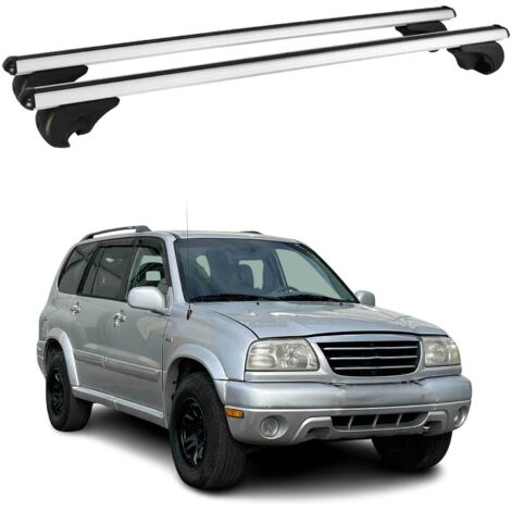 OMAC Barres de toit en aluminium pour Suzuki Grand Vitara 1998-2005 – TÜV / DIN 75302:2019 – Antivol inclus – Charge max 75 kg – 2 barres Argent (1/4)