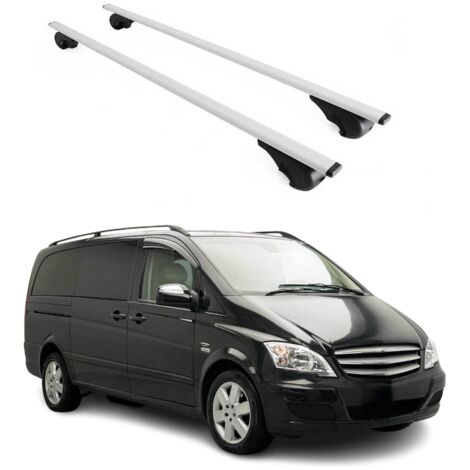 OMAC Barres de toit pour Mercedes Vito W639 2003-2014 – TÜV / DIN 75302:2019 – Antivol inclus – Charge max 75 kg – 2 barres Argent (1/4)
