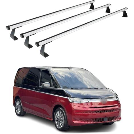 OMAC Barres de toit Heavy Duty compatibles avec VW Multivan T7 2021-2026 – 3 barres – Aluminium Argent (1/4)