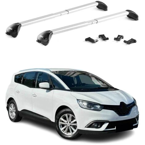 OMAC Barres de toit transversales certifiées TÜV pour Renault Grand Scenic IV 2016-2022 – Verrouillables (4 antivols) – Charge max 100 kg – Fixation durable Argent