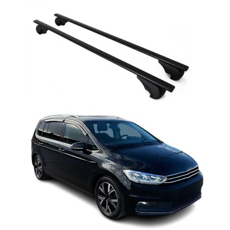 OMAC Barres de toit pour VW Touran II 2015-2026 – TÜV / DIN 75302:2019 – Antivol inclus – Charge max 75 kg – 2 barres Noir