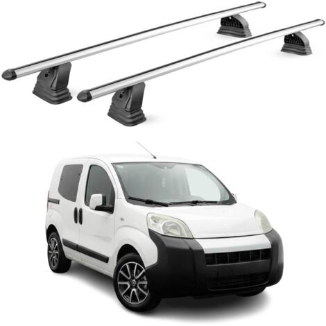 OMAC Barres de toit transversales en aluminium pour Fiat Qubo 2008-2020 – TÜV / DIN 75302:2019 – Antivol inclus – Charge max 75 kg – 2 barres – Gris (1/4)