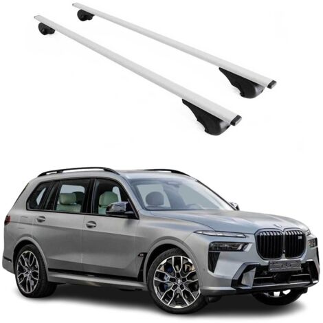OMAC Barres de toit pour BMW X7 G07 2018-2026 – TÜV / DIN 75302:2019 – Antivol inclus – Charge max 75 kg – 2 barres Argent (1/4)