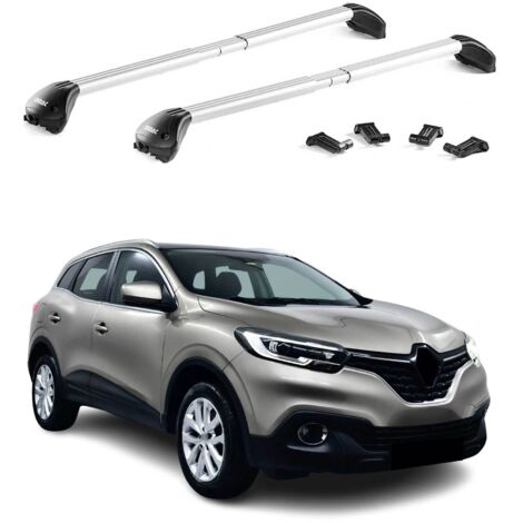 OMAC Barres de toit transversales certifiées TÜV pour Renault Kadjar 2015-2022 – Verrouillables (4 antivols) – Charge max 100 kg – Fixation durable Argent (1/4)