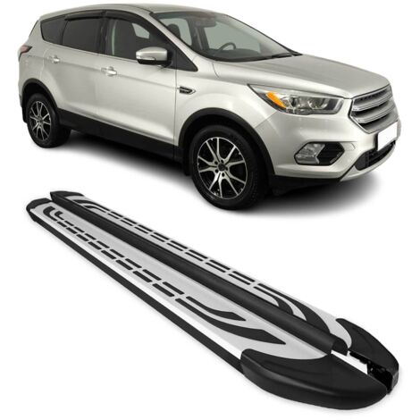 Marchepieds Latéraux pédale Compatible avec Ford Kuga 2013-2019 Aluminium Gris Noir 2X