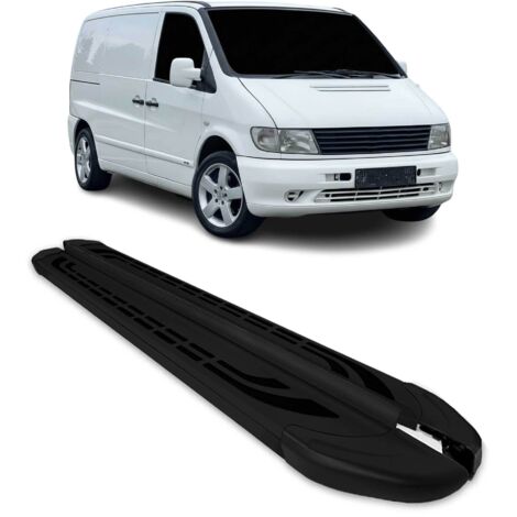 Marchepieds Latéraux Pédale pour Mercedes Vito 1996-2003 L1/L2 Alu Noir 2 pièces