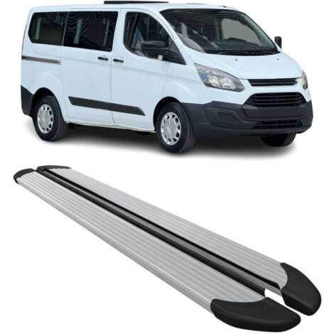 Marchepieds Latéraux pour Ford Transit Custom 2012-2022 Alu Argent L1 Court 2X