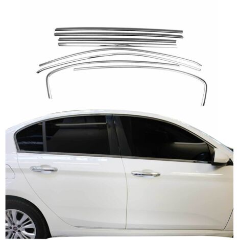 Garniture de Fenêtre pour Fiat Tipo Berline 2015-2026 Acier Inox Foncé 8Pcs