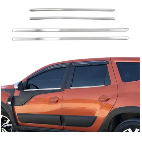 Garniture de Fenêtre pour Dacia Duster 2018-2024 Acier Inox Brossé 4Pcs (1/5)