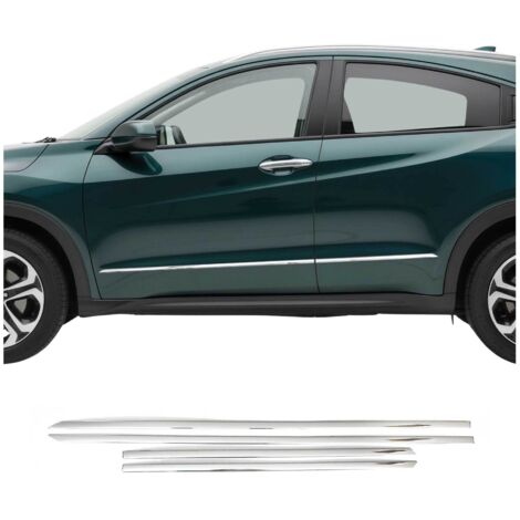 Lot de 4 Baguettes latérales de portière - pour HR-V RU5 2015-2021 - Protection latérale - en Acier Inoxydable chromé