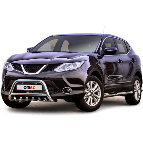 Pare-Buffle Avant Pour Nissan Qashqai II 2013-2017 en Acier Inox Argent