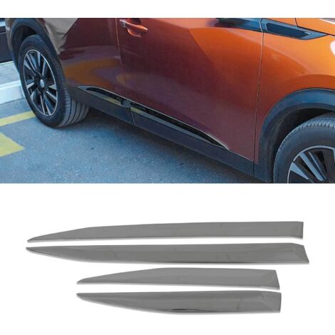 OMAC Garniture Baguette de Porte latérale pour Peugeot 2008 2019-2026 INOX Foncé 4Pcs