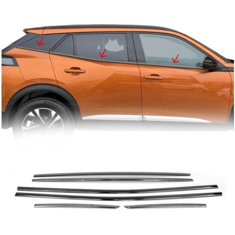 Garniture de Fenêtre pour Peugeot 2008 SUV 2019-2026 Acier Inox Foncé 6Pcs